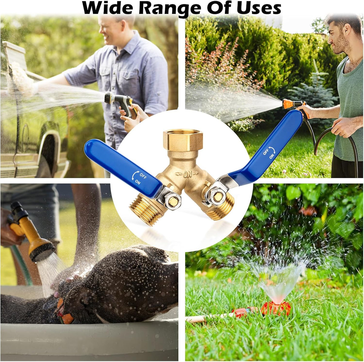 RV Hose Splitter 2 Way Heavy Duty, Brass Garden Hose Y Splitter