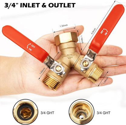 RV Hose Splitter 2 Way Heavy Duty, Brass Garden Hose Y Splitter