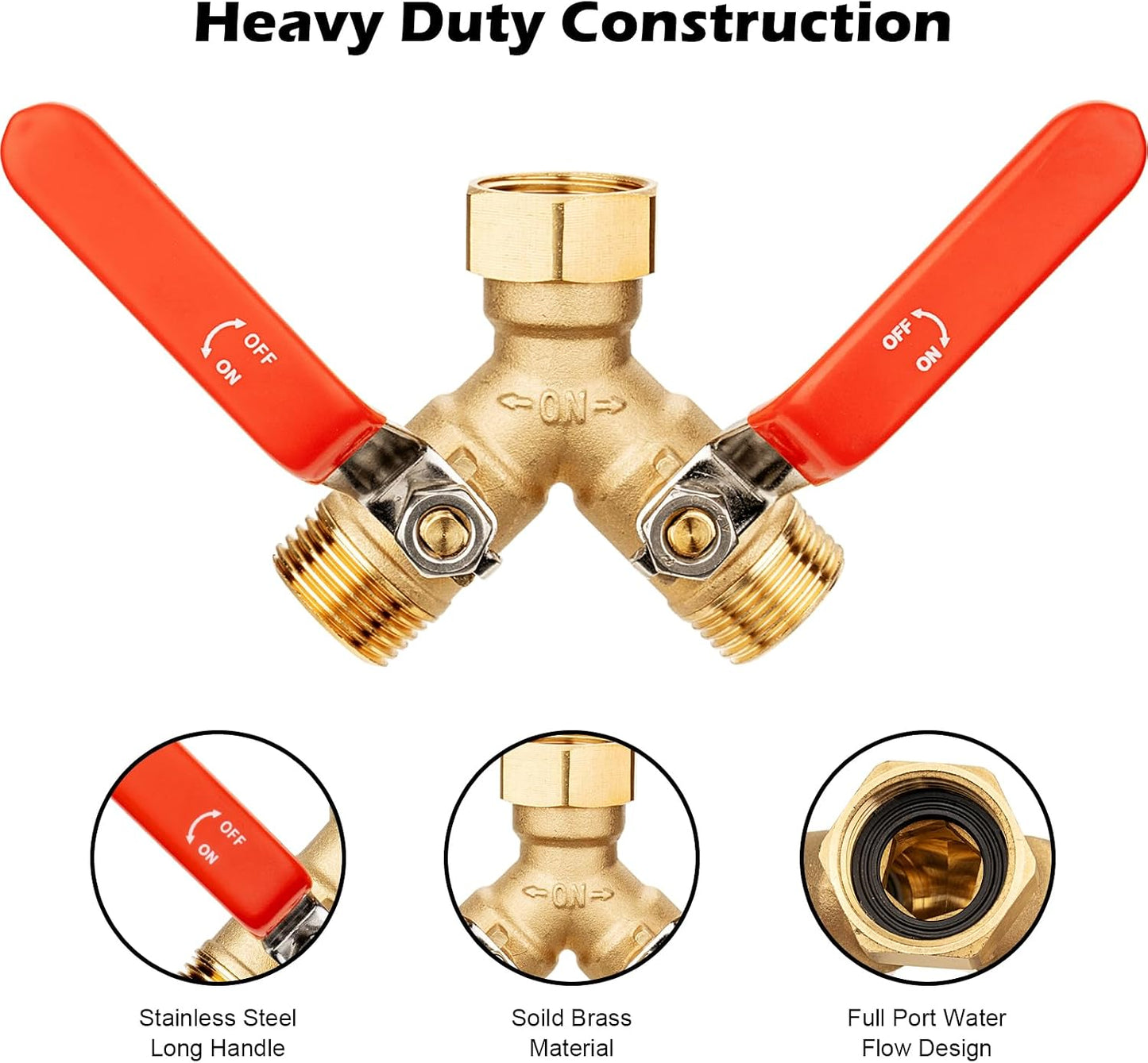 RV Hose Splitter 2 Way Heavy Duty, Brass Garden Hose Y Splitter