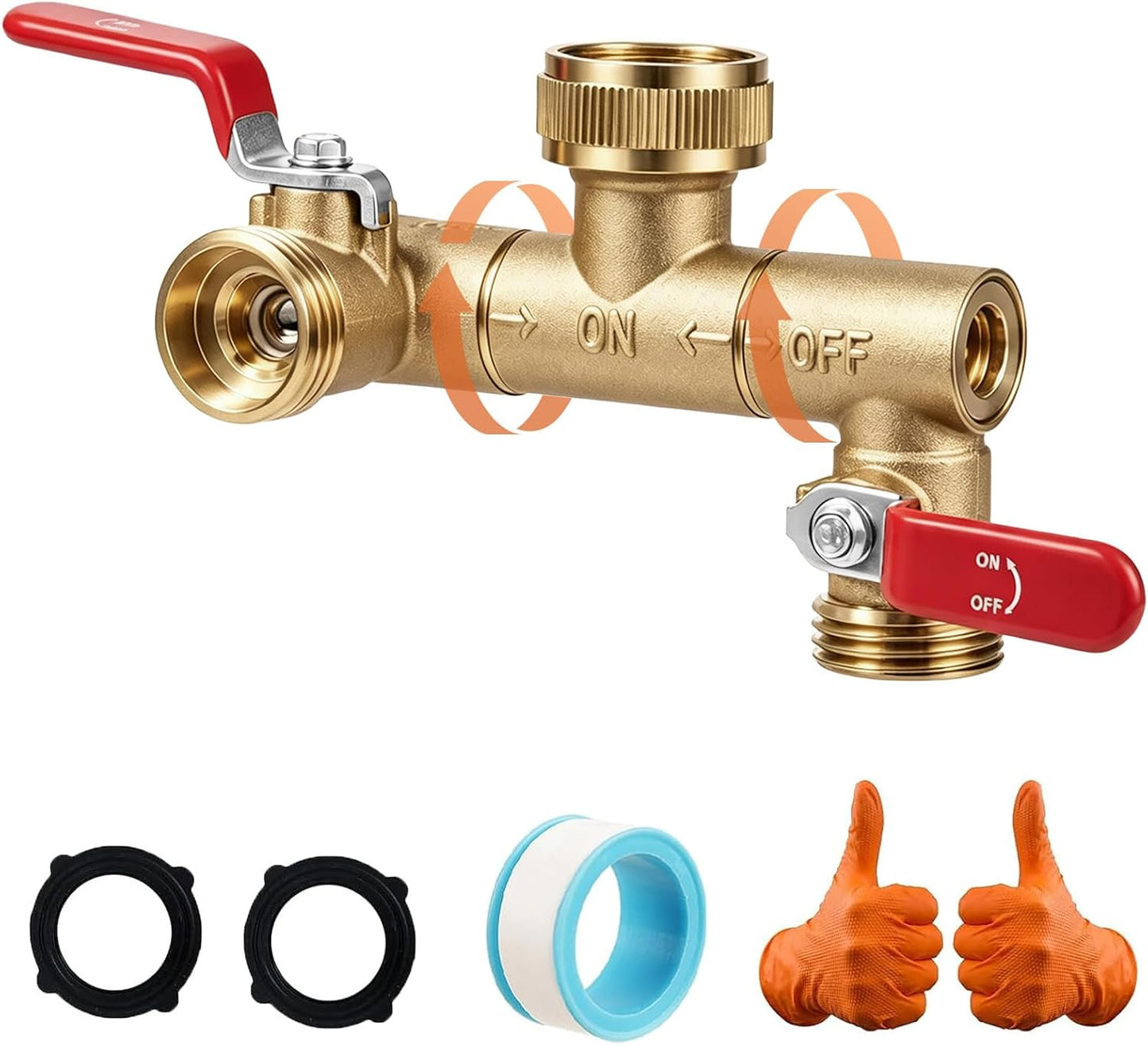 RV Hose Splitter 2 Way Heavy Duty, Brass Garden Hose Y Splitter