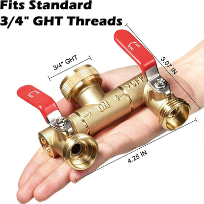 RV Hose Splitter 2 Way Heavy Duty, Brass Garden Hose Y Splitter
