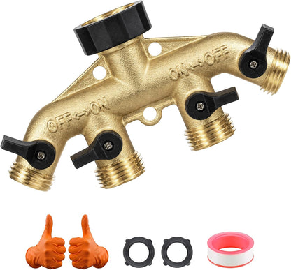 RV Hose Splitter 2 Way Heavy Duty, Brass Garden Hose Y Splitter
