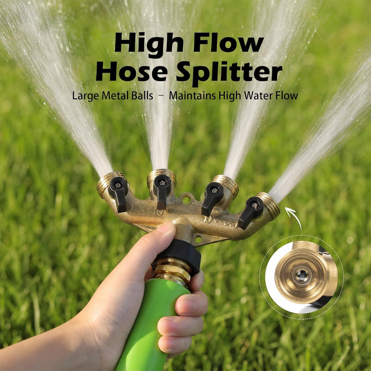 RV Hose Splitter 2 Way Heavy Duty, Brass Garden Hose Y Splitter