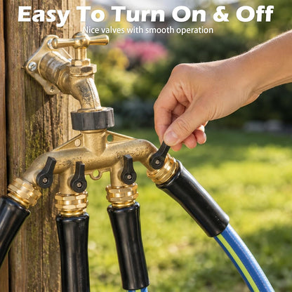 RV Hose Splitter 2 Way Heavy Duty, Brass Garden Hose Y Splitter