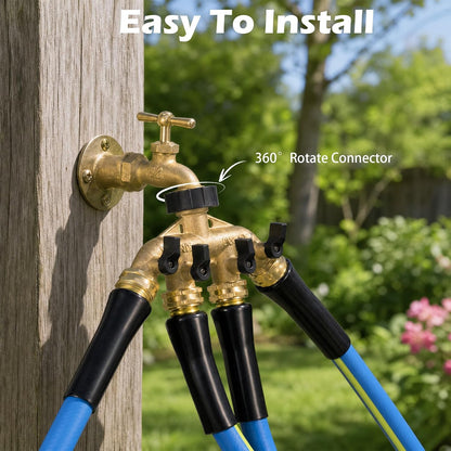 RV Hose Splitter 2 Way Heavy Duty, Brass Garden Hose Y Splitter