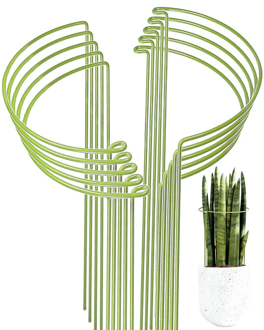 10-Pack Plant Support Stakes, Heavy Duty Steel Plant Stakes as Monstera Plant Support & Peony Cages, Metal Garden Stakes for Indoor Outdoor Plants, Snake Plant & Vine Support, 10" W x 15.8" H