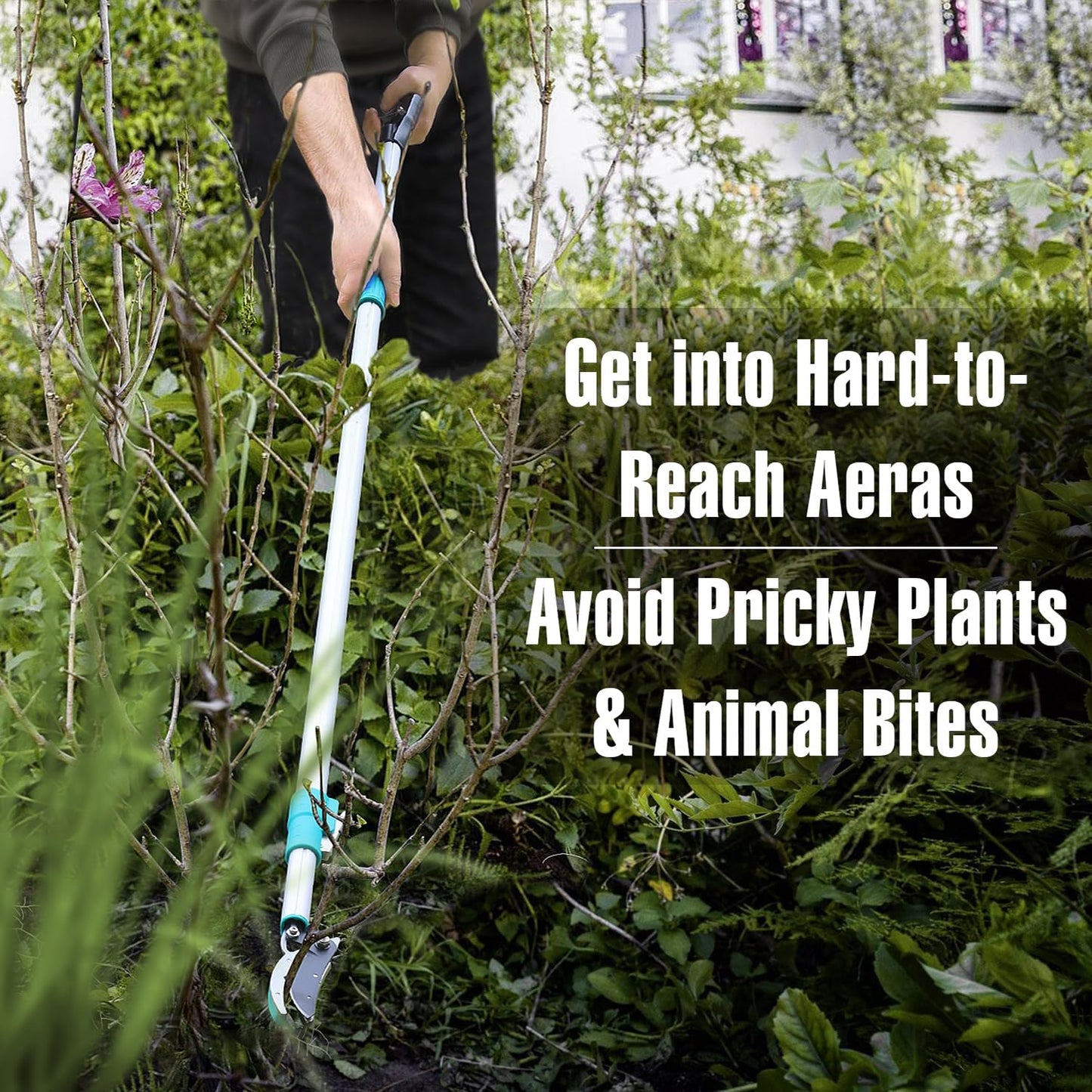 Lightweight Tree Pruner Extendable, 6-10ft Tree Trimmers Long Handle Pruner, Ergonomic Grip Long Reach Cut & Hold Pole Pruner and Stable Fruit Picker Pole