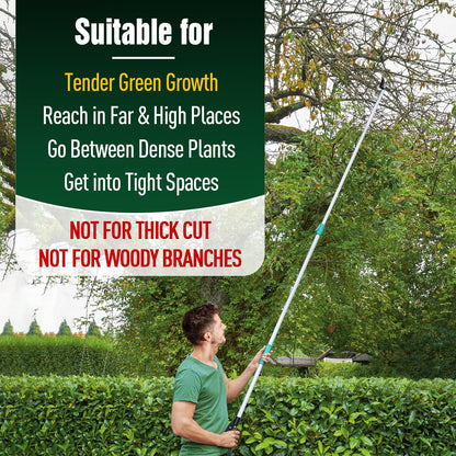 Lightweight Tree Pruner Extendable, 6-10ft Tree Trimmers Long Handle Pruner, Ergonomic Grip Long Reach Cut & Hold Pole Pruner and Stable Fruit Picker Pole
