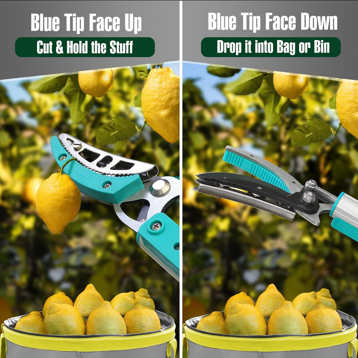 Lightweight Tree Pruner Extendable, 6-10ft Tree Trimmers Long Handle Pruner, Ergonomic Grip Long Reach Cut & Hold Pole Pruner and Stable Fruit Picker Pole