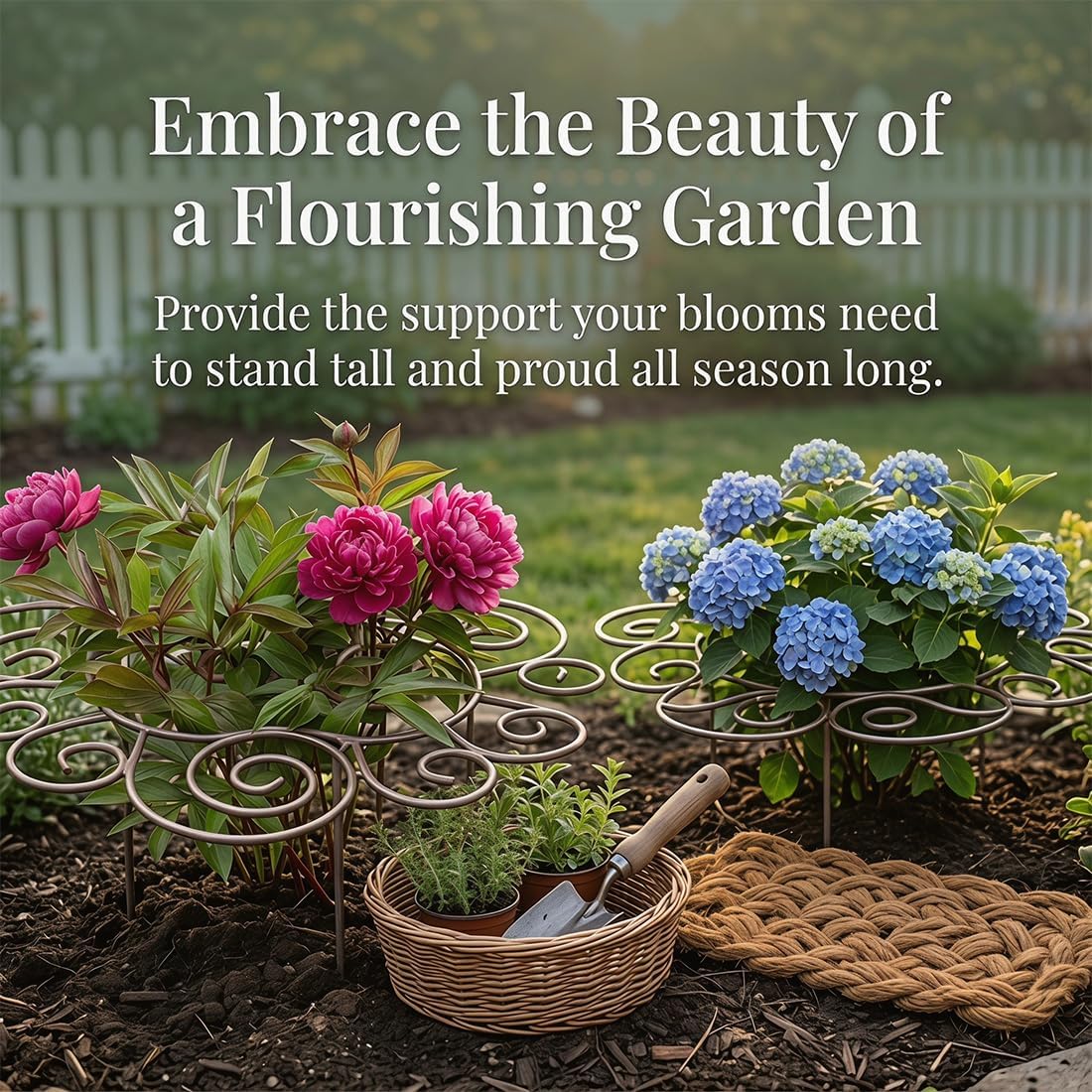 Metal Plant Support Ring for Peony Cages & Garden, 2026 New Reusable Peony Supports for Outdoor Plants, Weather Peony Plant Support, Flower Hoop for Upright Growth and Protection (1pc s)