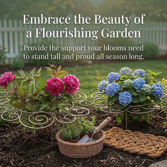 Metal Plant Support Ring for Peony Cages & Garden, 2026 New Reusable Peony Supports for Outdoor Plants, Weather Peony Plant Support, Flower Hoop for Upright Growth and Protection (1pc s)