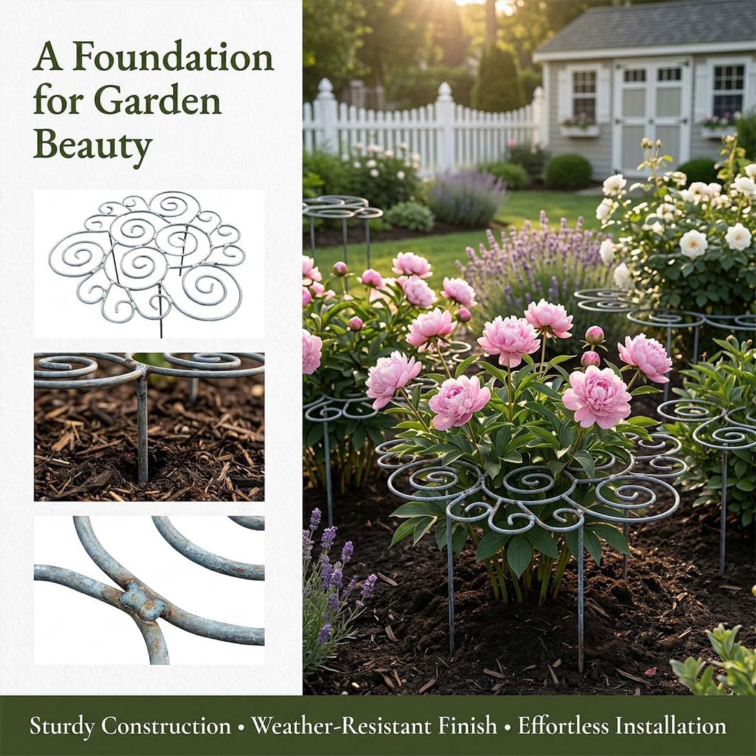 Metal Plant Support Ring for Peony Cages & Garden, 2026 New Reusable Peony Supports for Outdoor Plants, Weather Peony Plant Support, Flower Hoop for Upright Growth and Protection (1pc s)