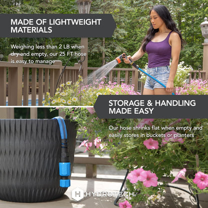 FlatJacket 5/8" 25 ft Garden Hose with Patented Force Control Technology- Flexible, Kink-Free, Lightweight Hose for Lawn, Garden, Car Washing, Deck and Patio Cleaning