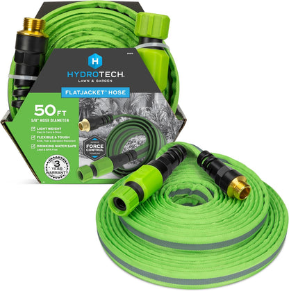 FlatJacket 5/8" 25 ft Garden Hose with Patented Force Control Technology- Flexible, Kink-Free, Lightweight Hose for Lawn, Garden, Car Washing, Deck and Patio Cleaning