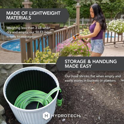 FlatJacket 5/8" 25 ft Garden Hose with Patented Force Control Technology- Flexible, Kink-Free, Lightweight Hose for Lawn, Garden, Car Washing, Deck and Patio Cleaning