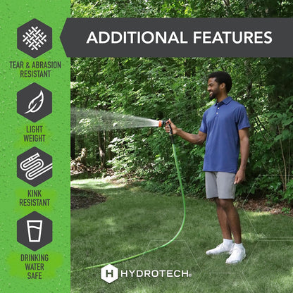 FlatJacket 5/8" 25 ft Garden Hose with Patented Force Control Technology- Flexible, Kink-Free, Lightweight Hose for Lawn, Garden, Car Washing, Deck and Patio Cleaning