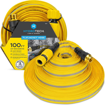 FlatJacket 5/8" 25 ft Garden Hose with Patented Force Control Technology- Flexible, Kink-Free, Lightweight Hose for Lawn, Garden, Car Washing, Deck and Patio Cleaning