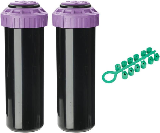 ProPlus 3/4" Reclaimed Water (RCW) Gear Drive Rotor Sprinkler 4 1/2" Pop-Up | 22' - 50' Spray Distance, 40° - 360° Arc Spray Pattern with Full-Circle | Includes Install Kit (2 Pack)