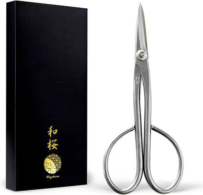 Wazakura Yasugi Stainless Steel Made in Japan Satsuki Bonsai Scissors 7.09" (180 mm), Hasami Pruning and Trimming Shears, Japanese Gardening Tools - Yasugi Stainless Steel Satsuki