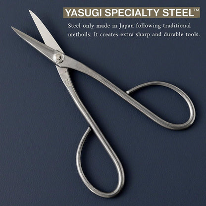 Wazakura Yasugi Stainless Steel Made in Japan Satsuki Bonsai Scissors 7.09" (180 mm), Hasami Pruning and Trimming Shears, Japanese Gardening Tools - Yasugi Stainless Steel Satsuki