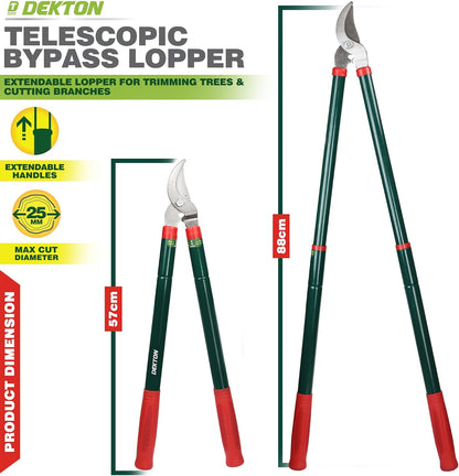 Telescopic Bypass Lopper – Adjustable Length Garden Pruning Tool with Sharp Blades | Lightweight Design for Easy Use | Ideal for Cutting High Branches and Thick Stems | Ergonomic Grip