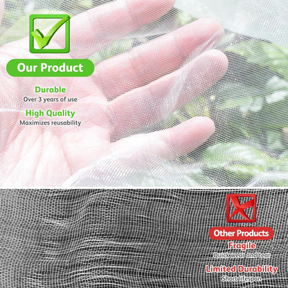 Garden Blueberry Bush Netting Cover, 4Pcs 4.9 x 3.1FT Insect Bird Nettings with Zipper and Drawstring, Protective Plant Cover Mesh Net Bags for Fruit Trees, Tomatoes, Flowers