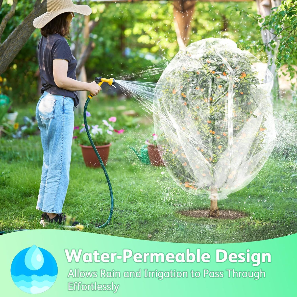 Garden Blueberry Bush Netting Cover, 4Pcs 4.9 x 3.1FT Insect Bird Nettings with Zipper and Drawstring, Protective Plant Cover Mesh Net Bags for Fruit Trees, Tomatoes, Flowers