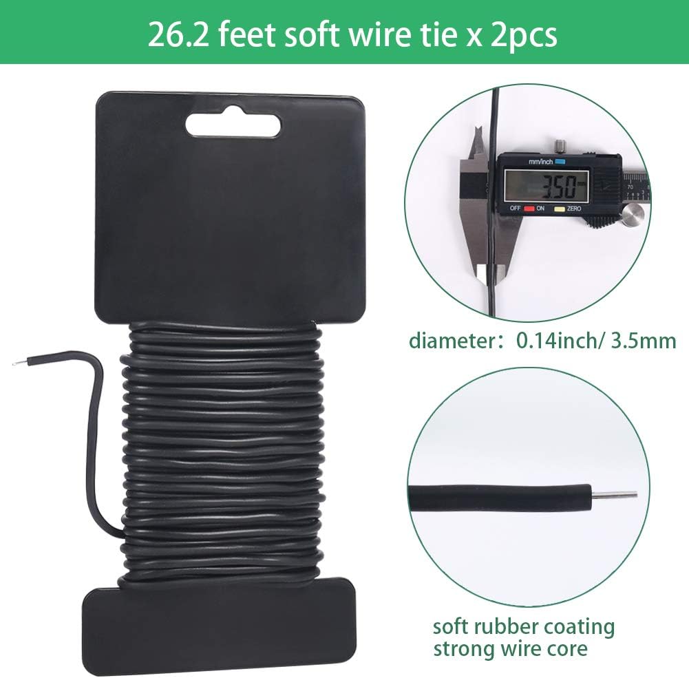 3.5mm Garden Ties, Reusable Plant Twist Tie Black Heavy Duty Soft Plant Wire for Gardening, Home, Office (52.5 Feet)
