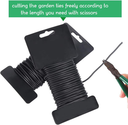 3.5mm Garden Ties, Reusable Plant Twist Tie Black Heavy Duty Soft Plant Wire for Gardening, Home, Office (52.5 Feet)
