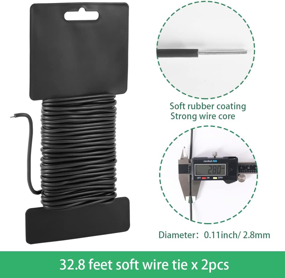 3.5mm Garden Ties, Reusable Plant Twist Tie Black Heavy Duty Soft Plant Wire for Gardening, Home, Office (52.5 Feet)