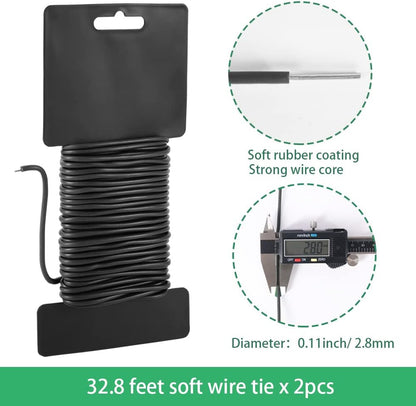 3.5mm Garden Ties, Reusable Plant Twist Tie Black Heavy Duty Soft Plant Wire for Gardening, Home, Office (52.5 Feet)