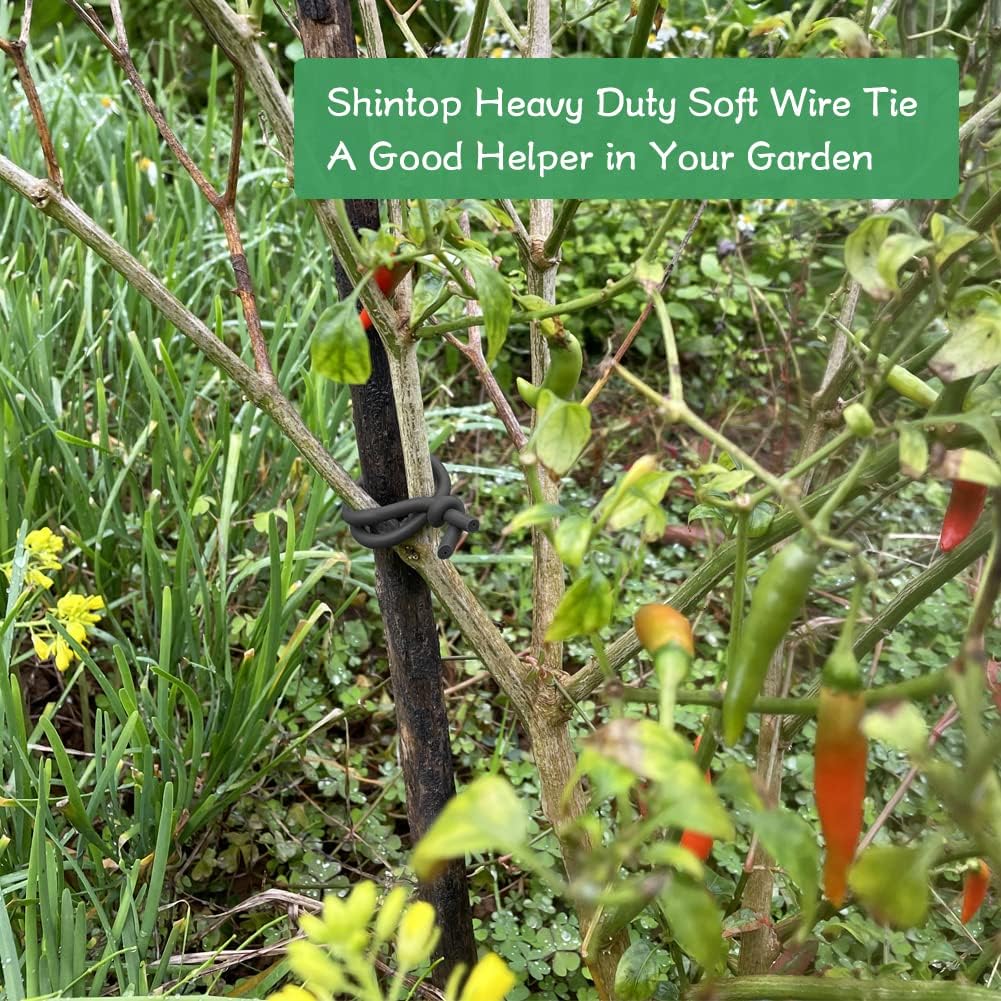3.5mm Garden Ties, Reusable Plant Twist Tie Black Heavy Duty Soft Plant Wire for Gardening, Home, Office (52.5 Feet)