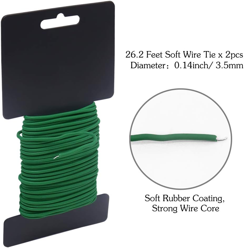 3.5mm Garden Ties, Reusable Plant Twist Tie Black Heavy Duty Soft Plant Wire for Gardening, Home, Office (52.5 Feet)