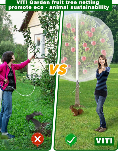Large Fruit Trees Netting Zipper - 2Pcs 10X10 FT with Drawstring Bird-Proof,Durable Mesh Covers for Blueberry,Apple,Pear,Peach,Orange Trees&Tomato Plants Bug Insect Protection Cover (2,10X10 FT)