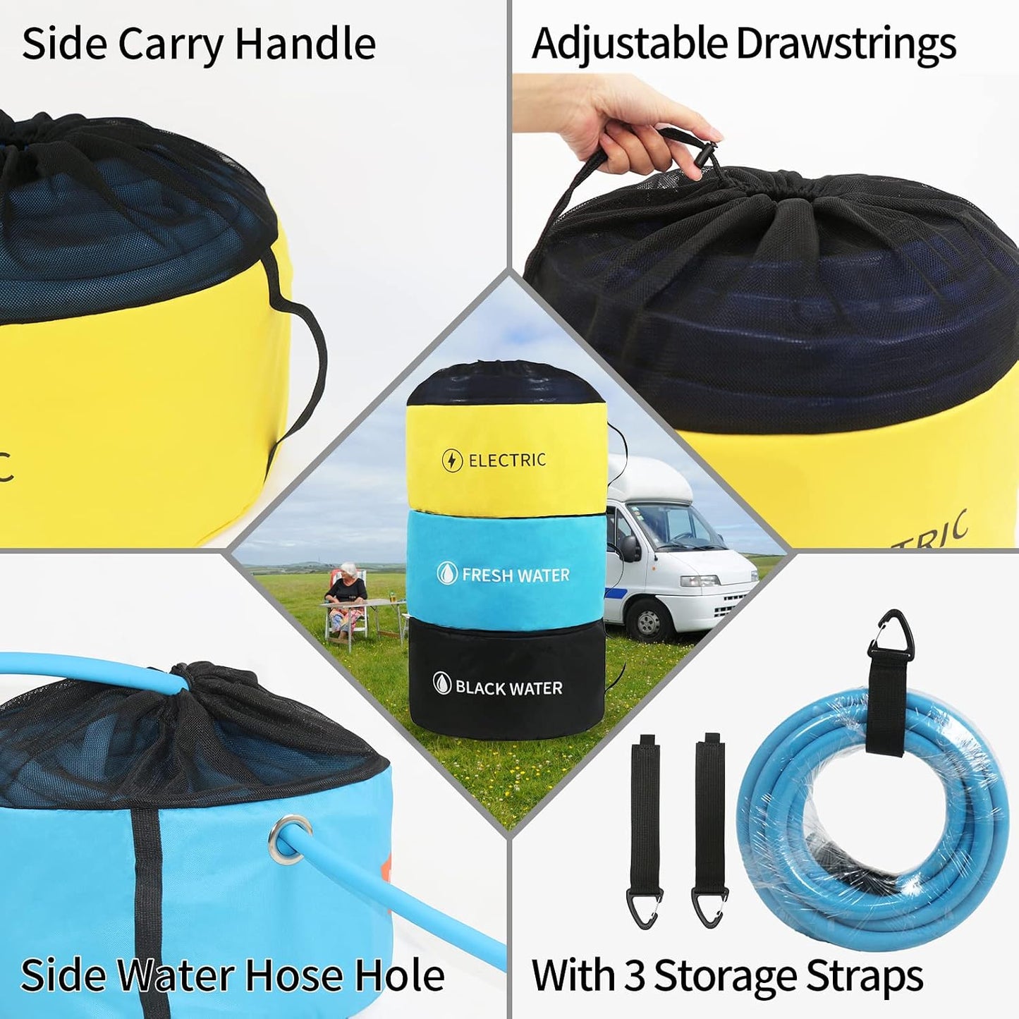 3PK RV Hose Storage Bags, Waterproof Camper Cord Utility Organizer
