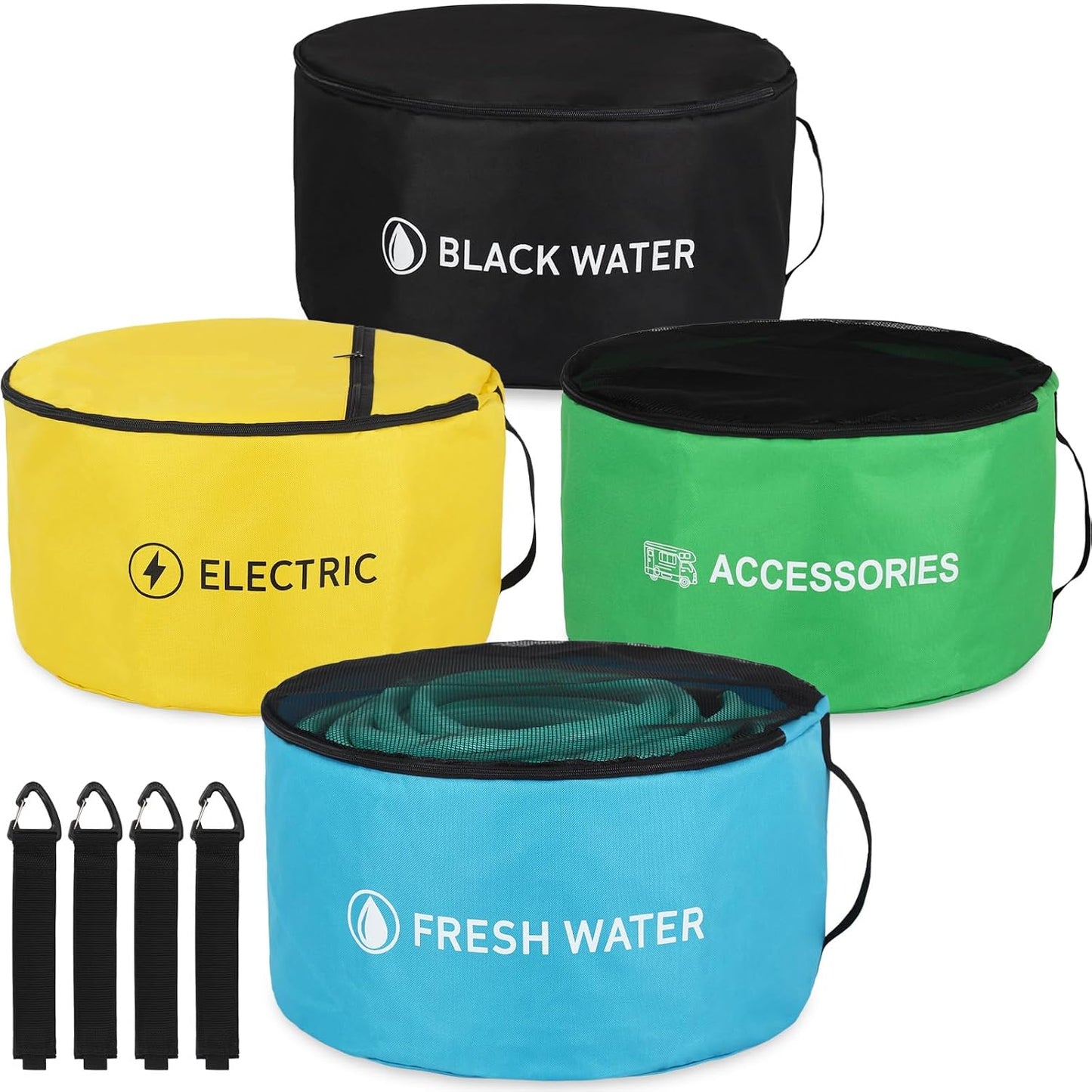 3PK RV Hose Storage Bags, Waterproof Camper Cord Utility Organizer