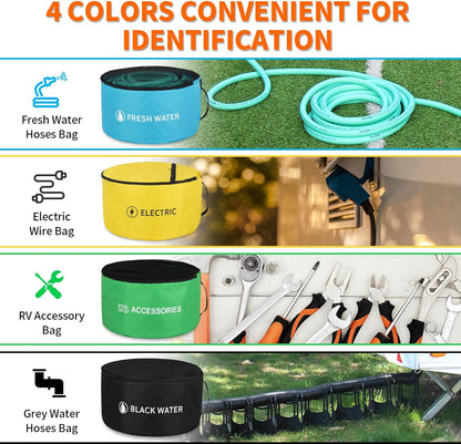 3PK RV Hose Storage Bags, Waterproof Camper Cord Utility Organizer