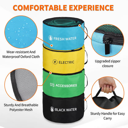 3PK RV Hose Storage Bags, Waterproof Camper Cord Utility Organizer