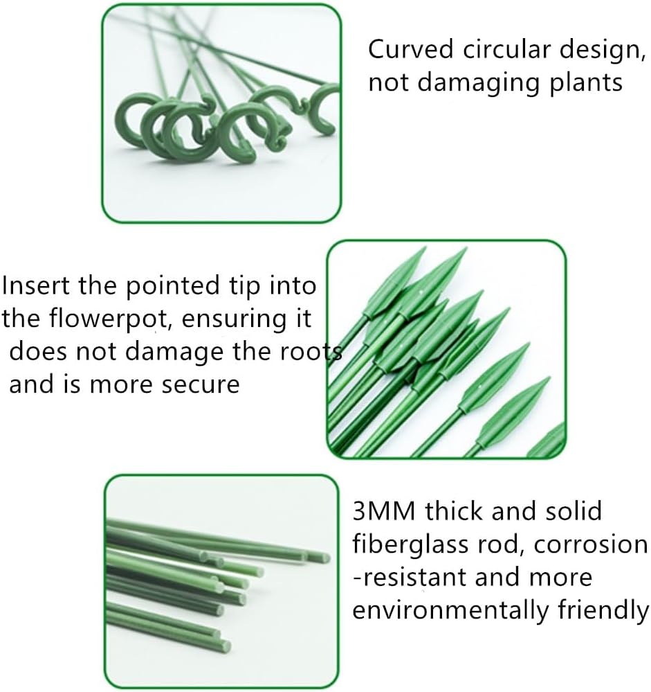 18 Pack Small Plant Support Plant Stakes, Adjustable Garden Single Stem Support Stake, Planter Support Ring for Orchid, Rose, Peony, Peppers and More