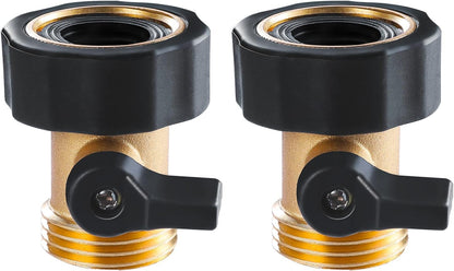 Heavy Duty Brass Shut Off Valve Garden Hose Connector 2 Pack