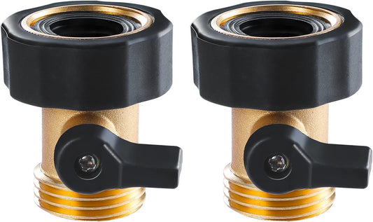Heavy Duty Brass Shut Off Valve Garden Hose Connector 2 Pack