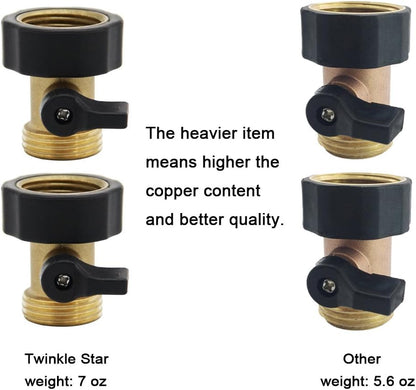Heavy Duty Brass Shut Off Valve Garden Hose Connector 2 Pack
