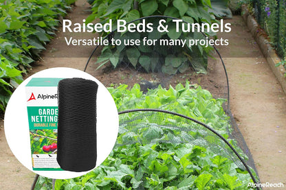 Garden Netting 7.5 x 65 ft Heavy Duty Bird Net, Deer, Plant Protection Extra Strong Woven Mesh, Reusable Kit with Zip Ties, Animal Fencing for Fruits Trees, Black