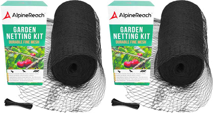 Garden Netting 7.5 x 65 ft Heavy Duty Bird Net, Deer, Plant Protection Extra Strong Woven Mesh, Reusable Kit with Zip Ties, Animal Fencing for Fruits Trees, Black