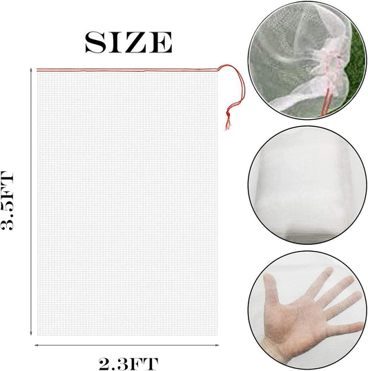 4 Pack Garden Neting Plant Insect Bird Barrier Mesh with Drawstring 3.5Ftx2.3Ft Mesh Plant Covers Freeze Protection Tomato Barrier Bag for Garden Flower Blueberry Vegetables Fruits Bird Eating