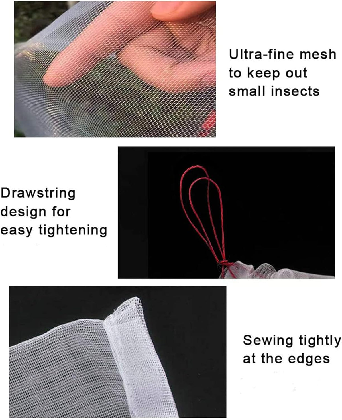 4 Pack Garden Neting Plant Insect Bird Barrier Mesh with Drawstring 3.5Ftx2.3Ft Mesh Plant Covers Freeze Protection Tomato Barrier Bag for Garden Flower Blueberry Vegetables Fruits Bird Eating