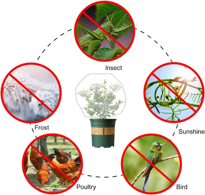 4 Pack Garden Neting Plant Insect Bird Barrier Mesh with Drawstring 3.5Ftx2.3Ft Mesh Plant Covers Freeze Protection Tomato Barrier Bag for Garden Flower Blueberry Vegetables Fruits Bird Eating