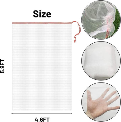 4 Pack Garden Neting Plant Insect Bird Barrier Mesh with Drawstring 3.5Ftx2.3Ft Mesh Plant Covers Freeze Protection Tomato Barrier Bag for Garden Flower Blueberry Vegetables Fruits Bird Eating