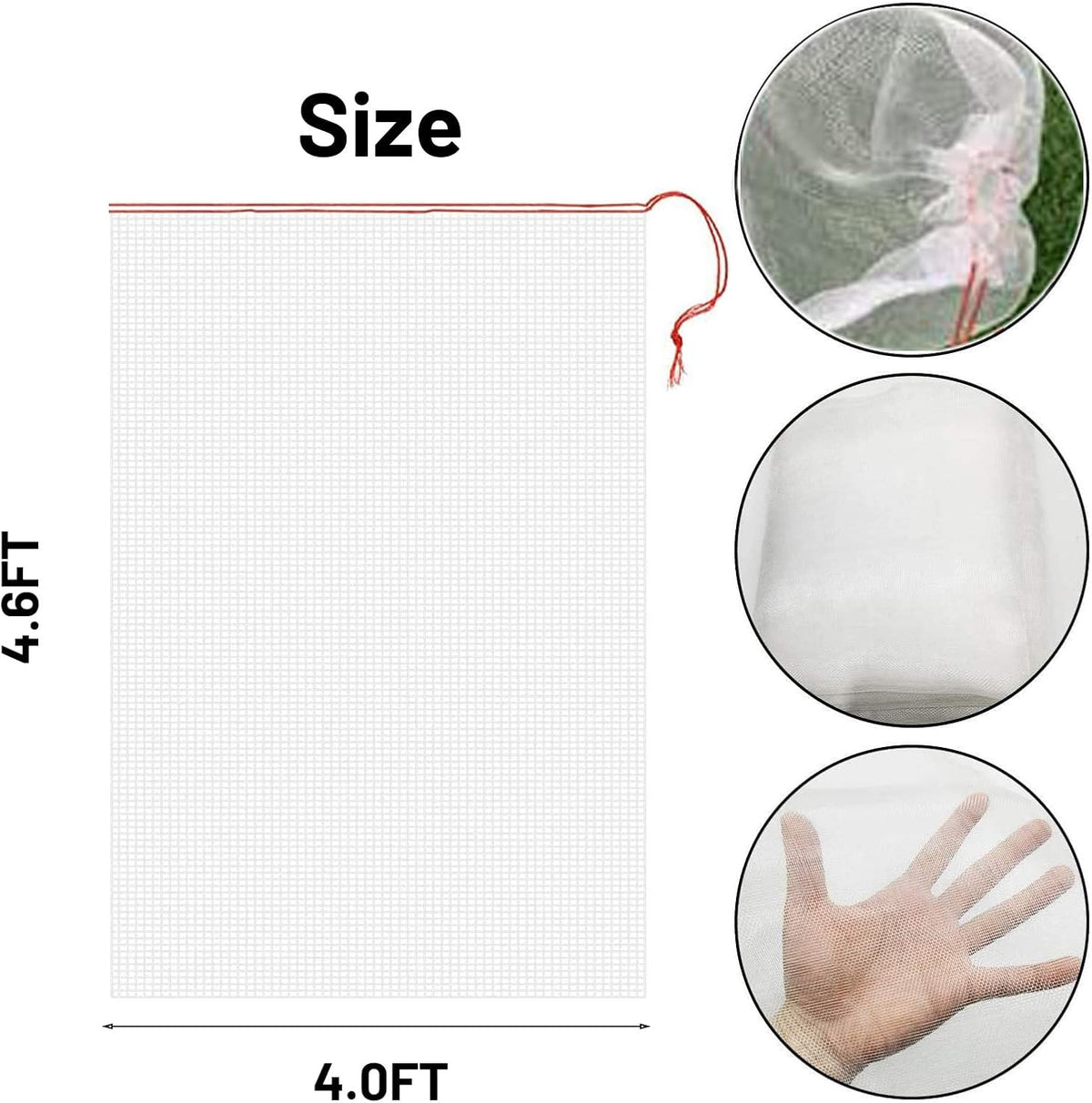 4 Pack Garden Neting Plant Insect Bird Barrier Mesh with Drawstring 3.5Ftx2.3Ft Mesh Plant Covers Freeze Protection Tomato Barrier Bag for Garden Flower Blueberry Vegetables Fruits Bird Eating