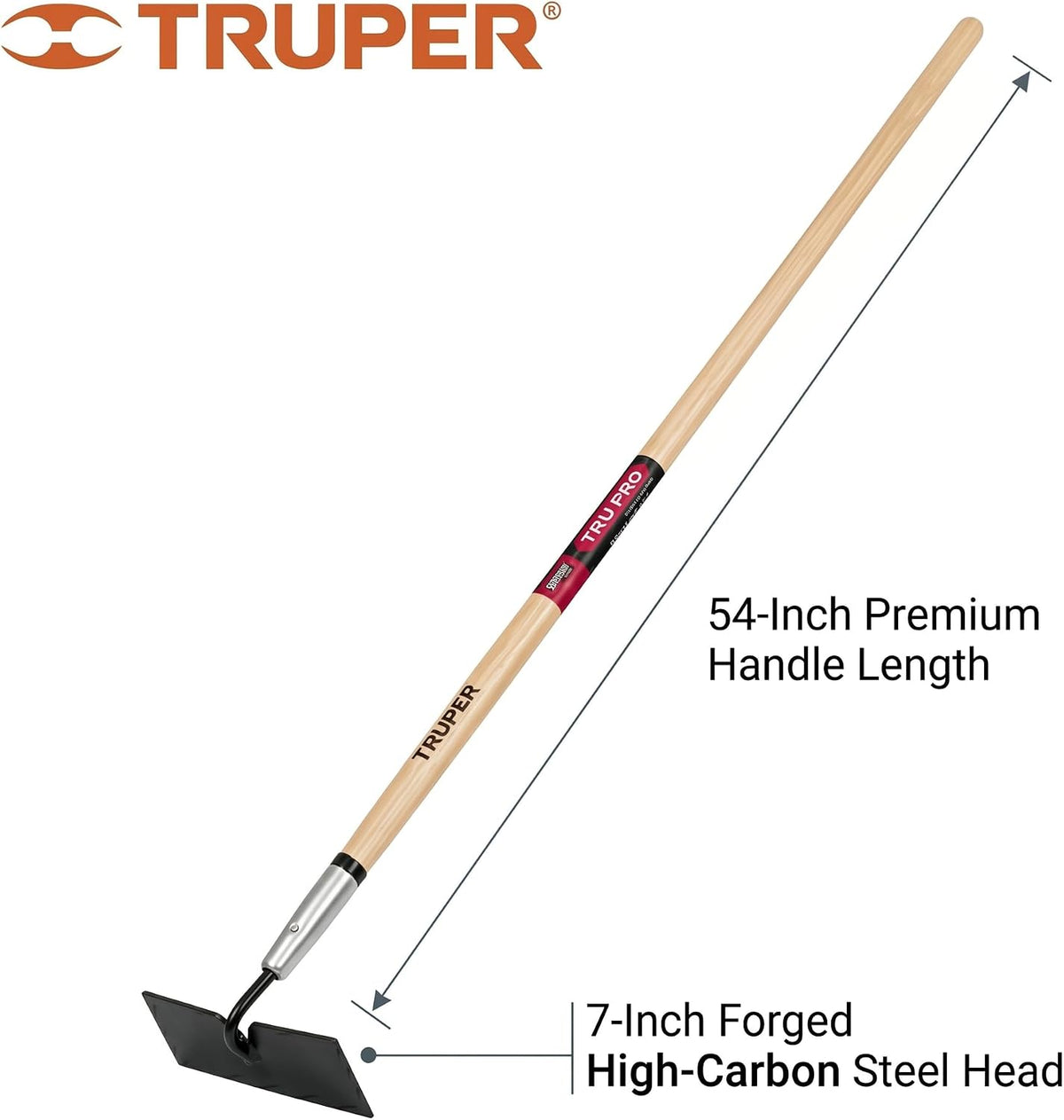 TruPro 7-Inch Forged Onion Hoe, 54-Inch Premium North American Ash Wood Handle, Heavy-Duty Professional Garden and Agricultural Cultivating Tool (Model 33571 / ATO-X)